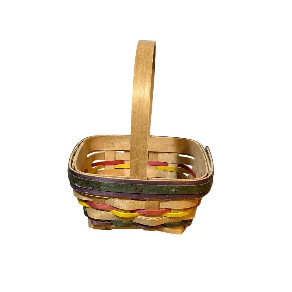 Vintage 1998 Longaberger Hand Woven Basket Wood Swing Handle USA 8